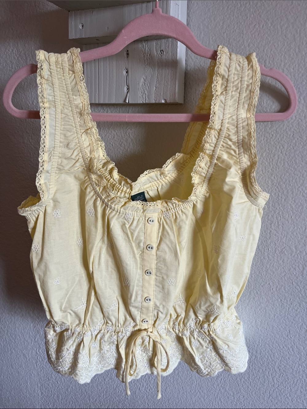 NWOT wild fable Pale Yellow Eyelet Button Front Tank